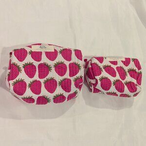 NWT Heart of Grace Quilted Cosmetic Bags (SET of 2) ("Sassy Strawberry" Print)